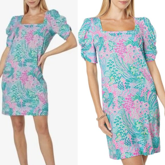 Lilly Pulitzer Haydn Short Sleeve Mini Dress Banana Split - Picture 1 of 7